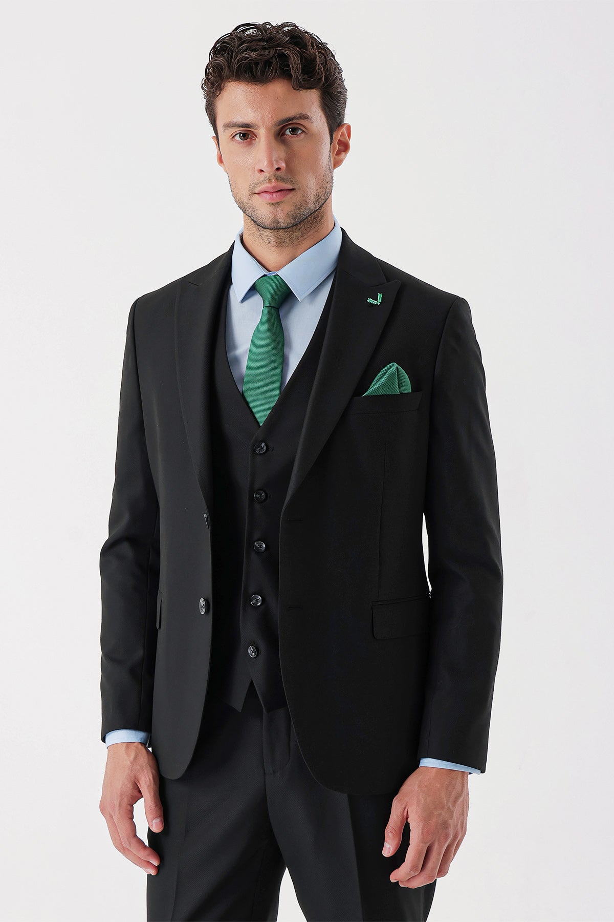 Slim-Fit Vest Suit Black