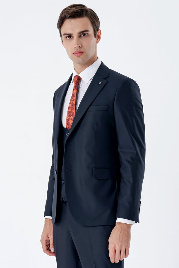 Slim-Fit Vest Suit - Dark Navy