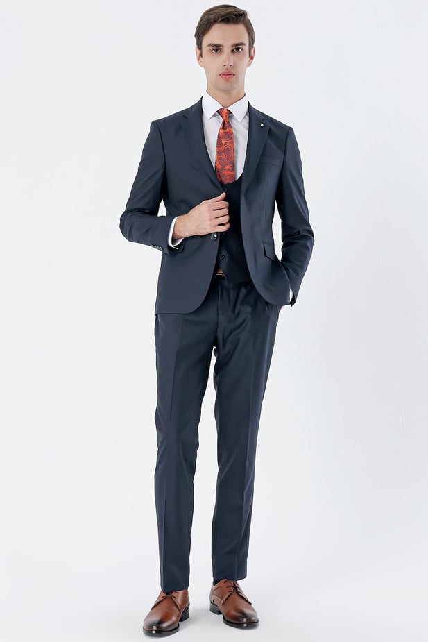 Slim-Fit Vest Suit - Dark Navy