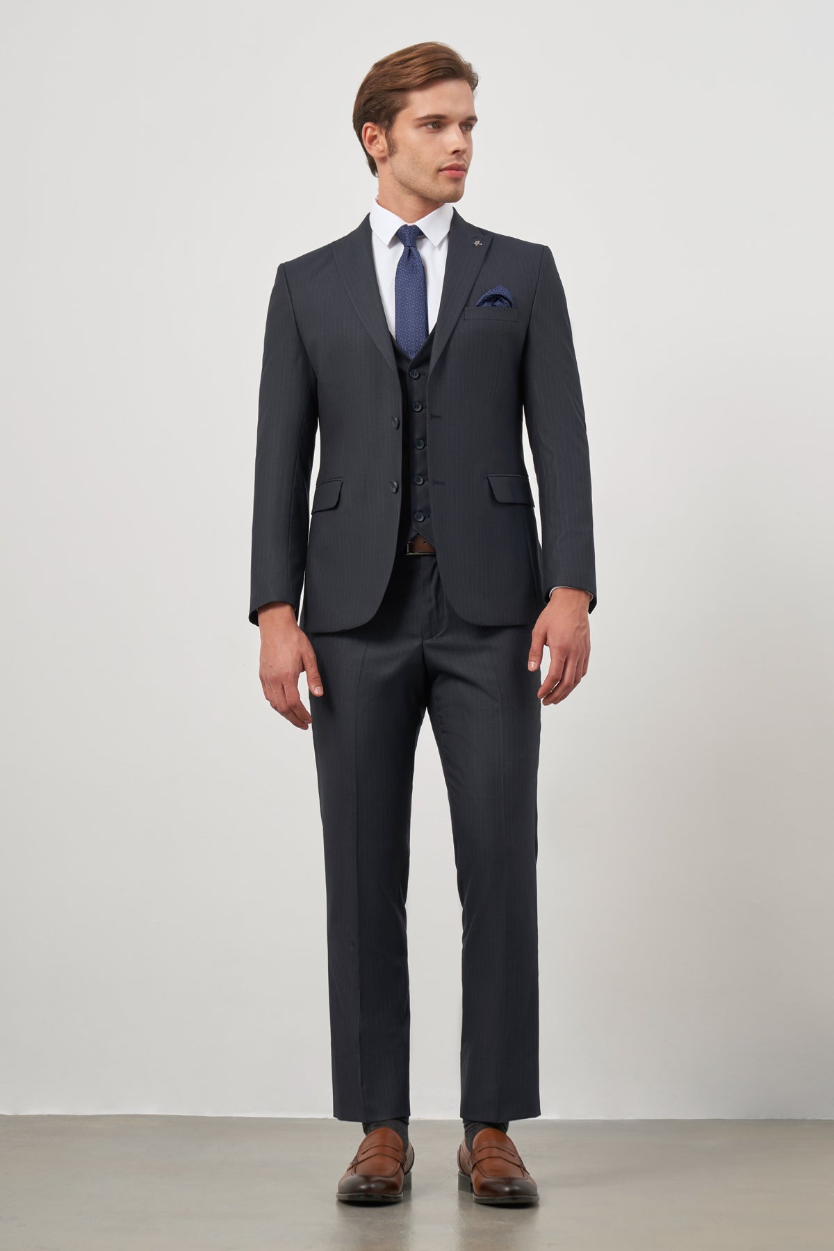 Slim-Fit Vest Suit - Navy