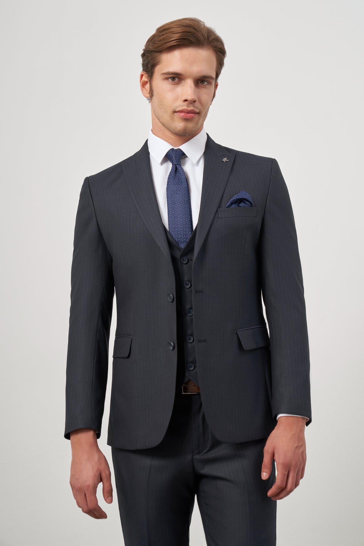 Slim-Fit Vest Suit - Navy