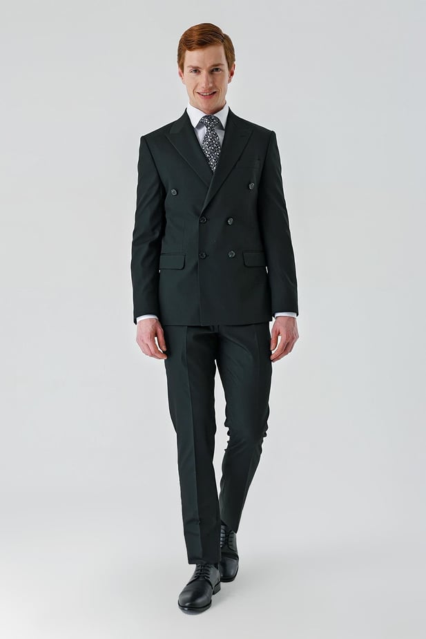 Black Slim-Fit Double-Breasted Suit
