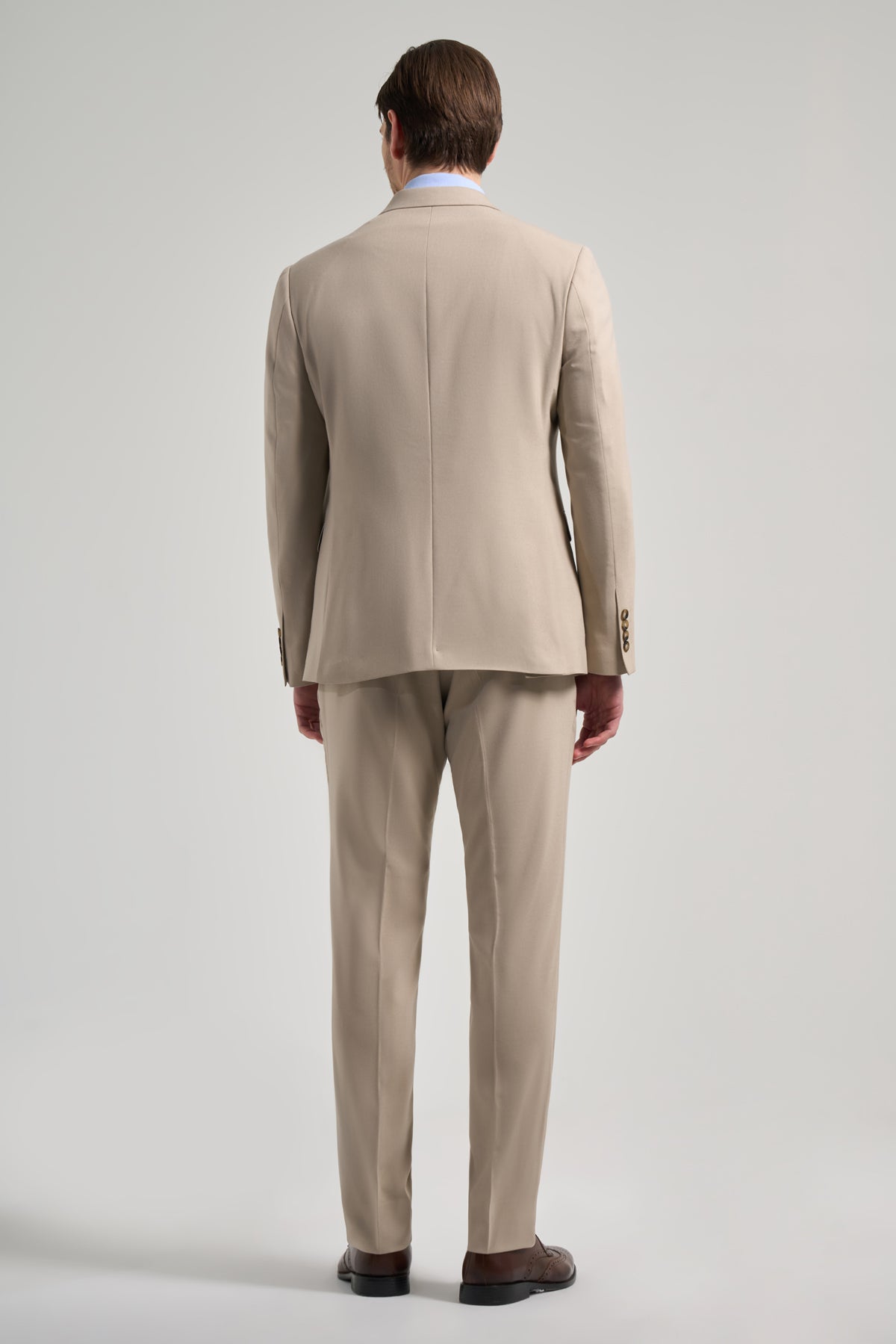 Slim-Fit Double Breasted Suit - Beige