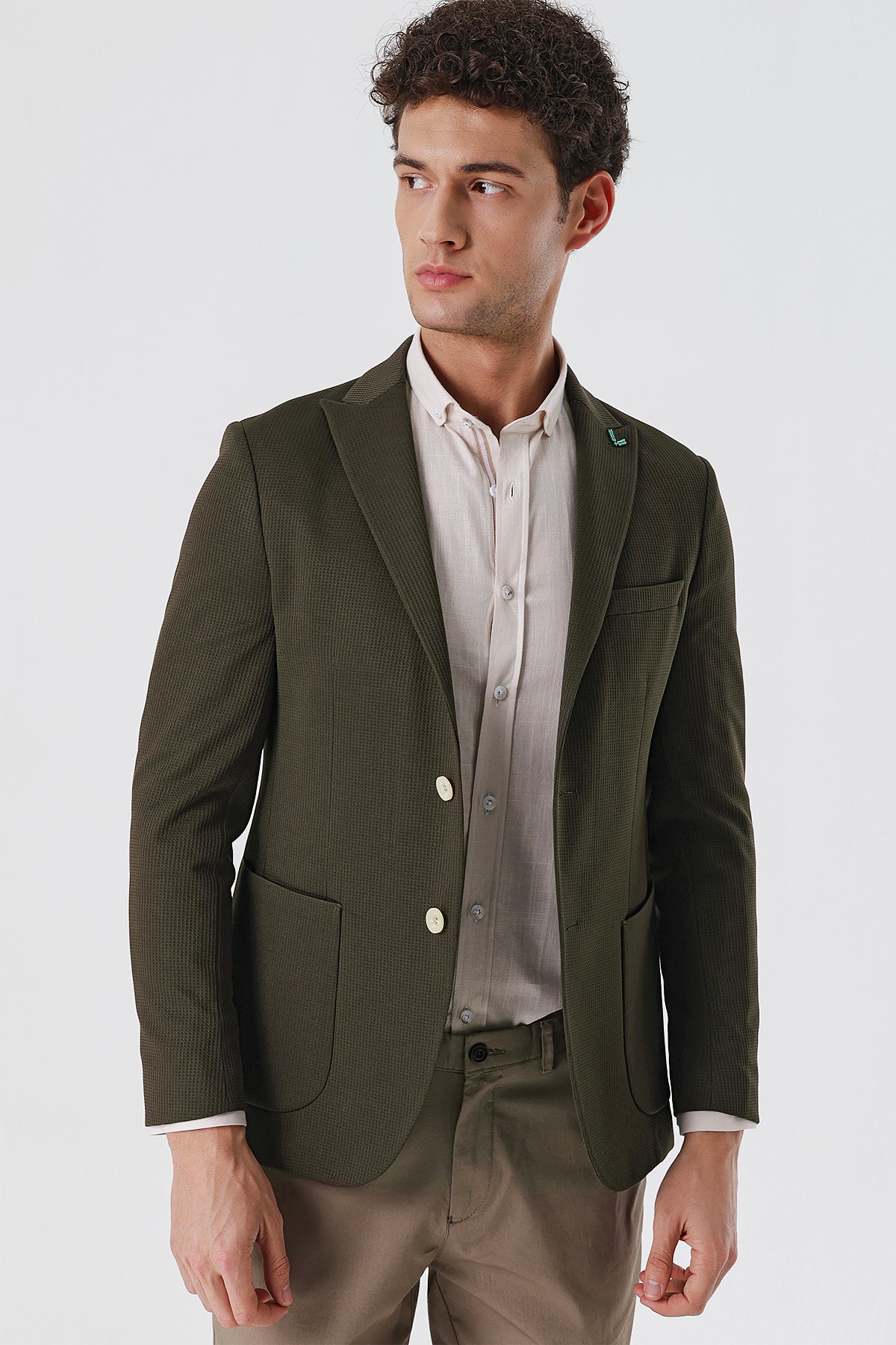 Slim Fit Casual Blazer Dark Khaki