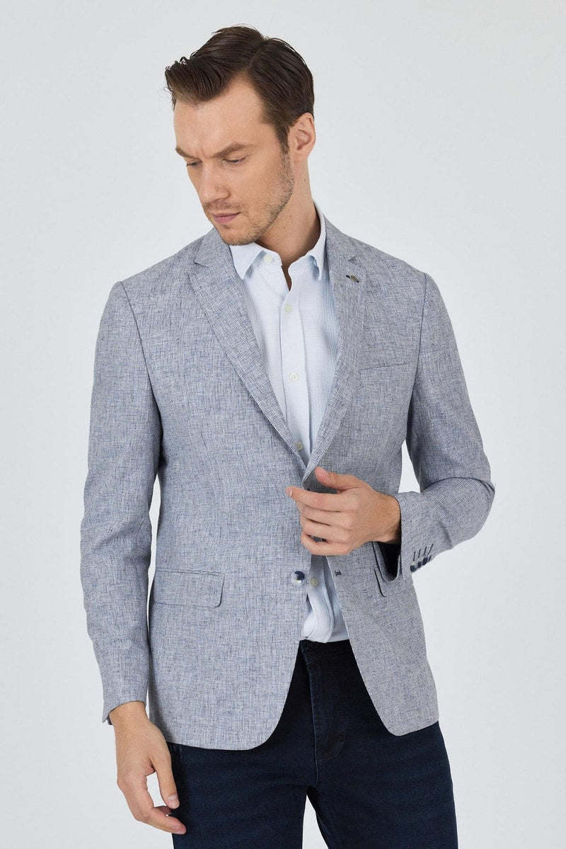 Light Blue Slim-Fit Linen Blazer