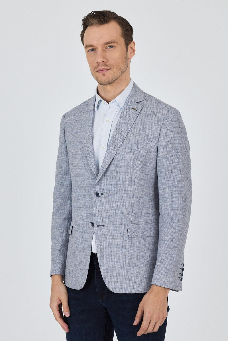 Light Blue Slim-Fit Linen Blazer