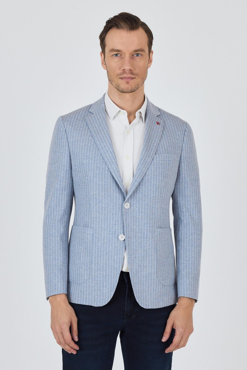 Light Blue Slim-Fit Blazer