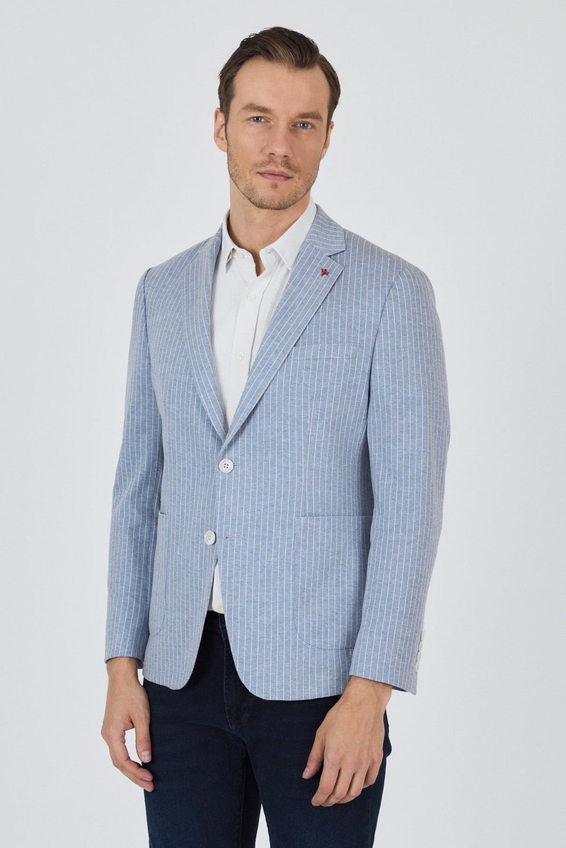 Light Blue Slim-Fit Blazer