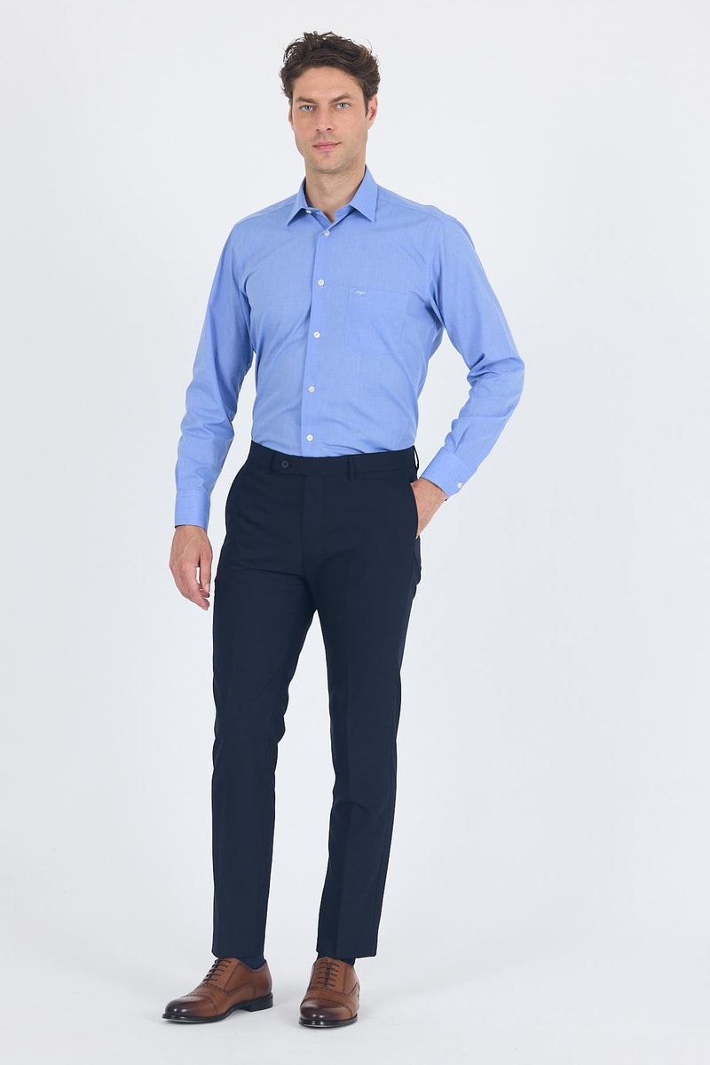 Slim-Fit Classic Pants - Navy Blue