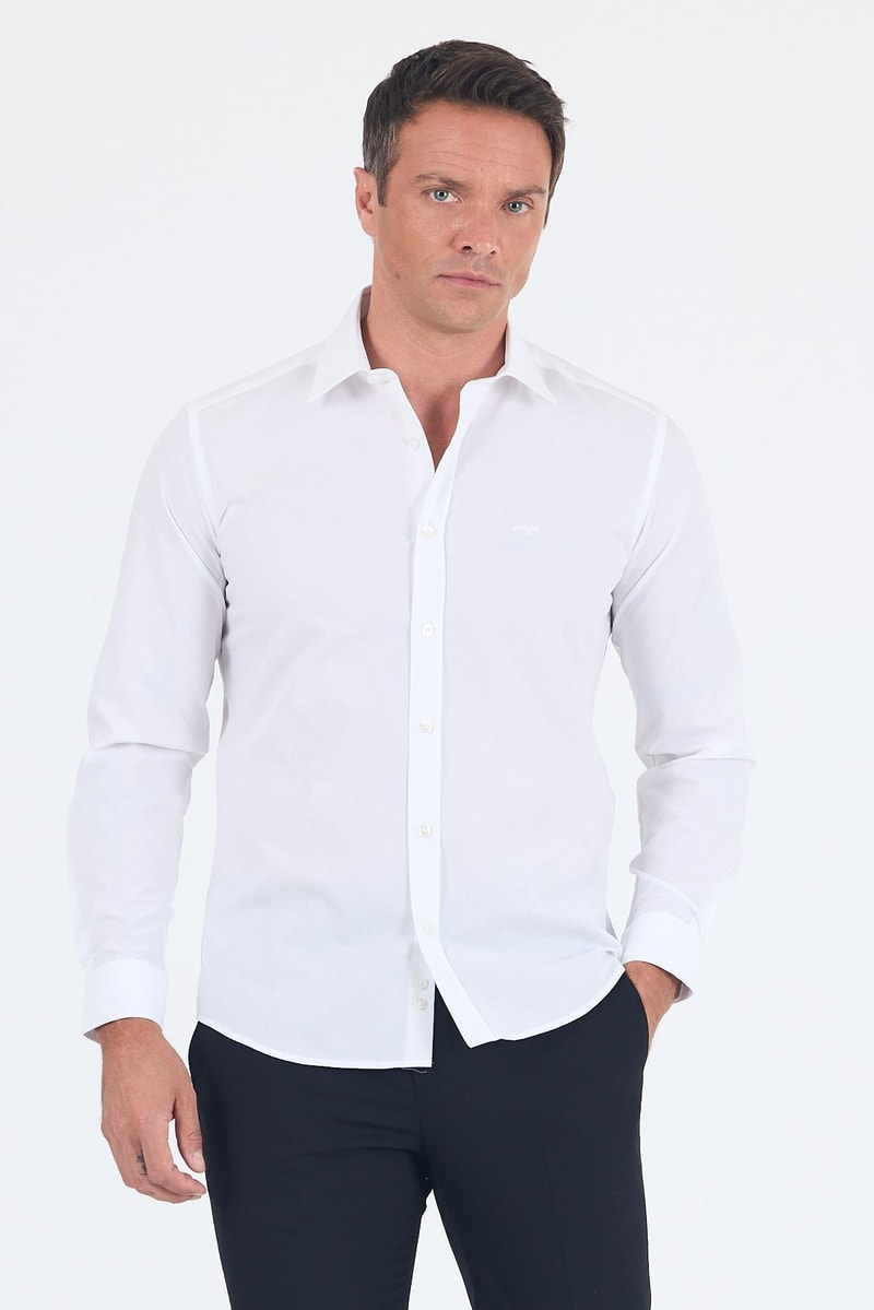 Slim-Fit Classic Shirt - White