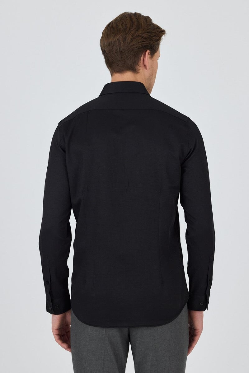 Slim-Fit Stripped Classic Shirt - Black