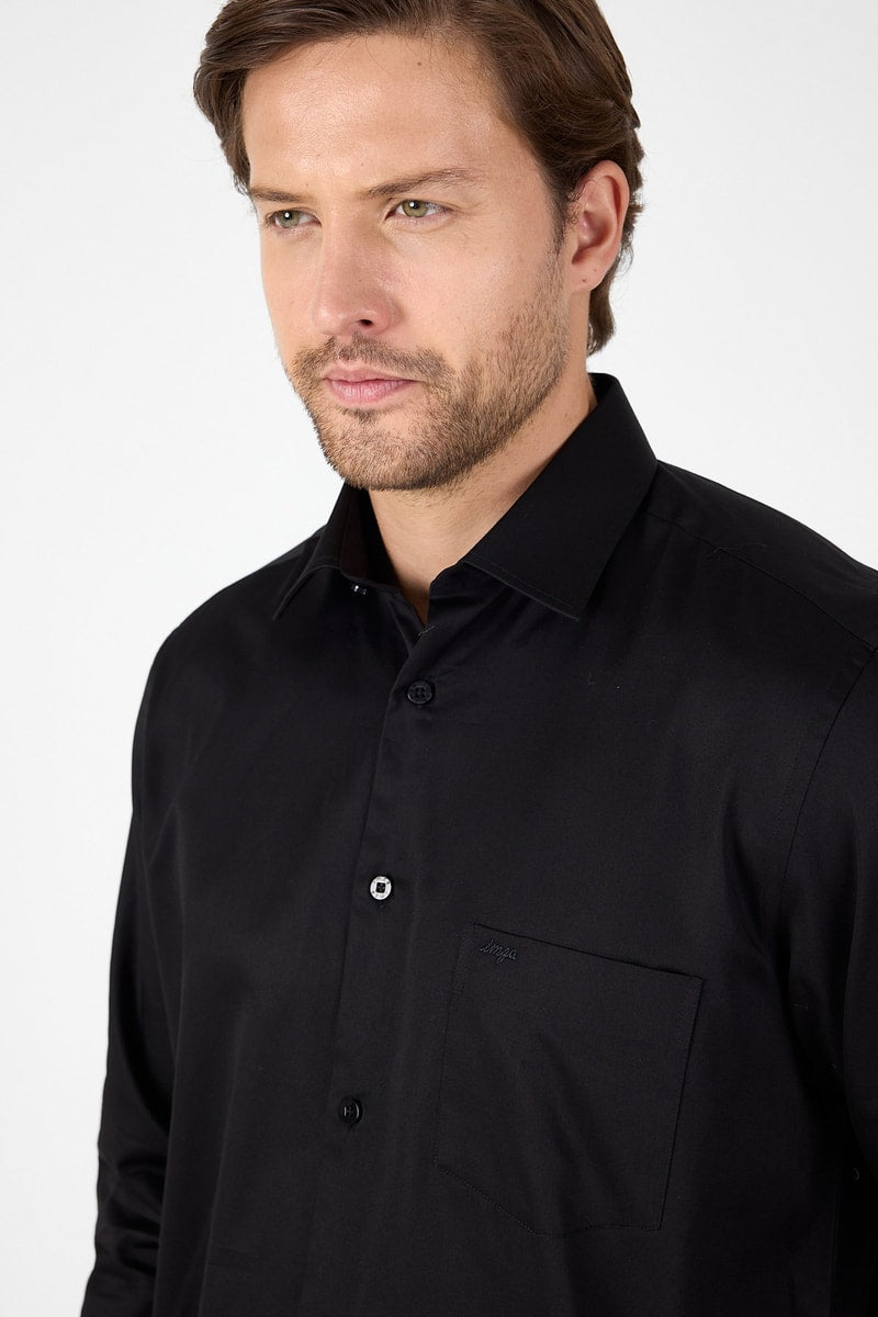 Comfort-Fit Premium Classic Shirt - Black
