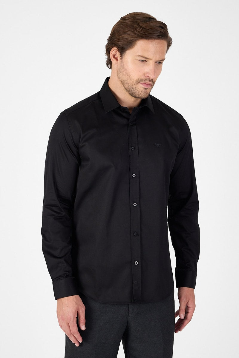 Slim-Fit Premium Classic Shirt - Black