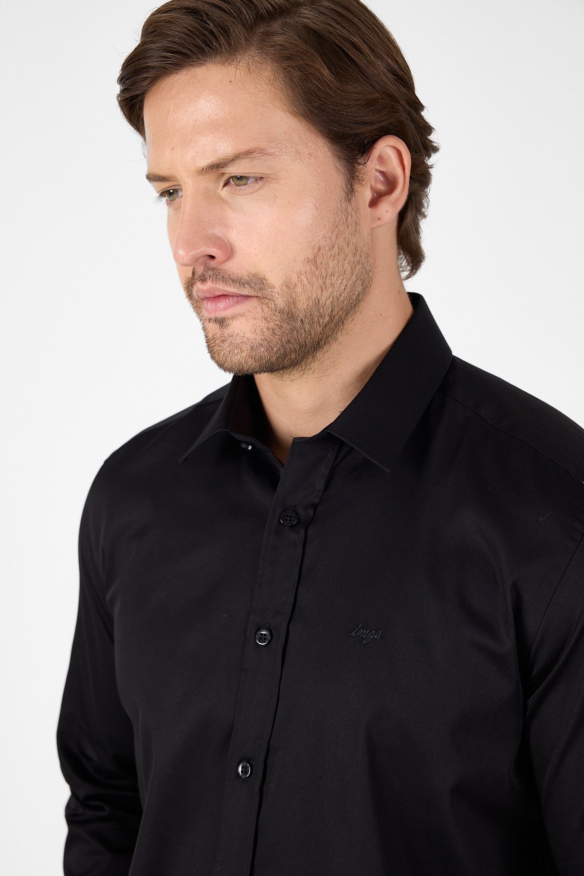 Slim-Fit Premium Classic Shirt - Black