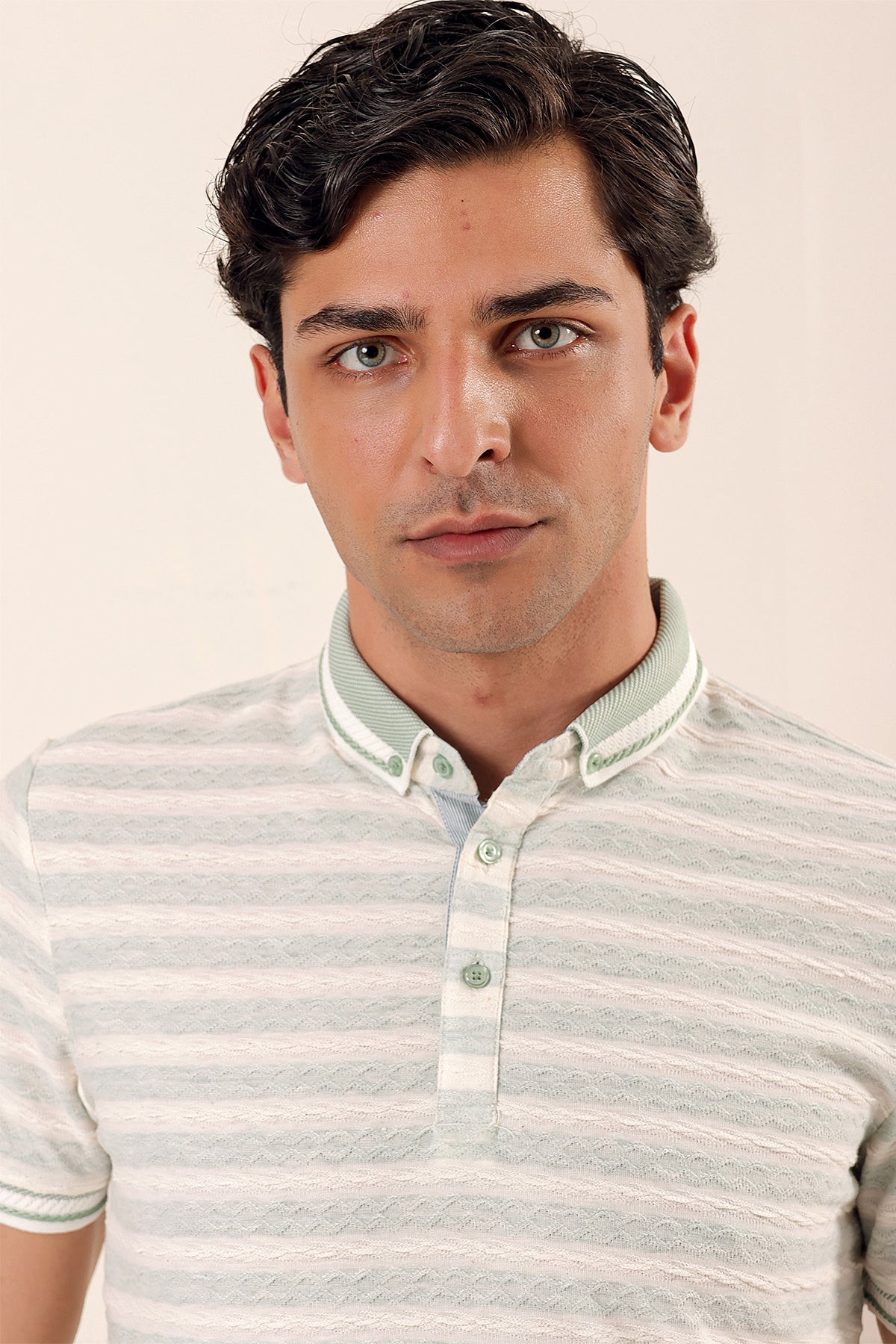 Slim-Fit Striped Polo Shirt - Mint-Green