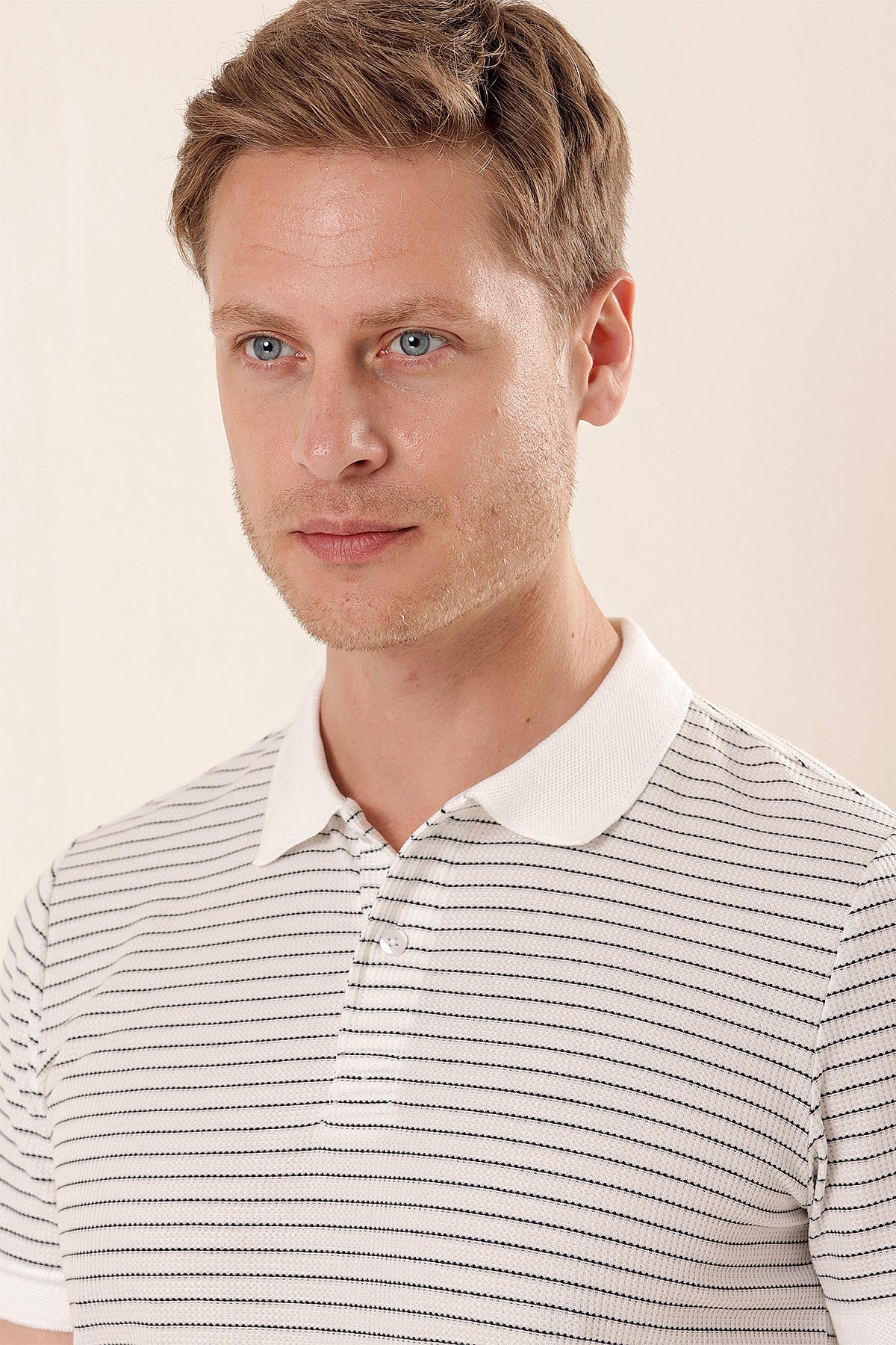 Slim-Fit Striped Polo Shirt - White
