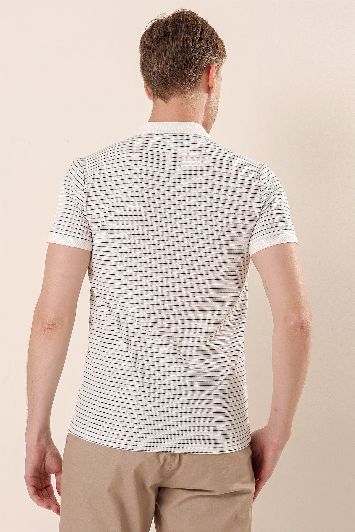 Slim-Fit Striped Polo Shirt - White