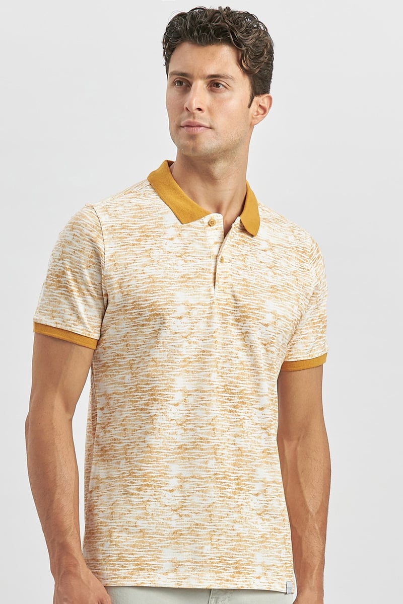 Slim-Fit Patterned Polo Shirt - Orange