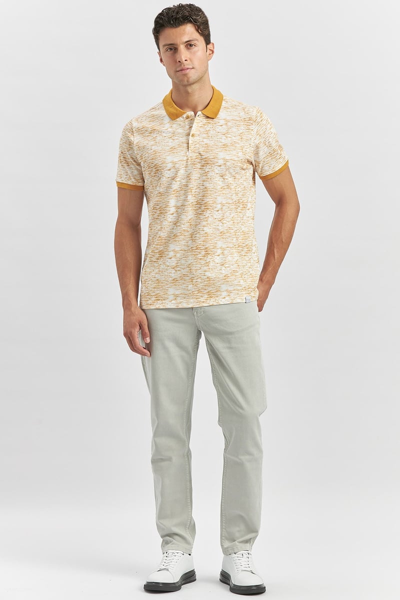 Slim-Fit Patterned Polo Shirt - Orange