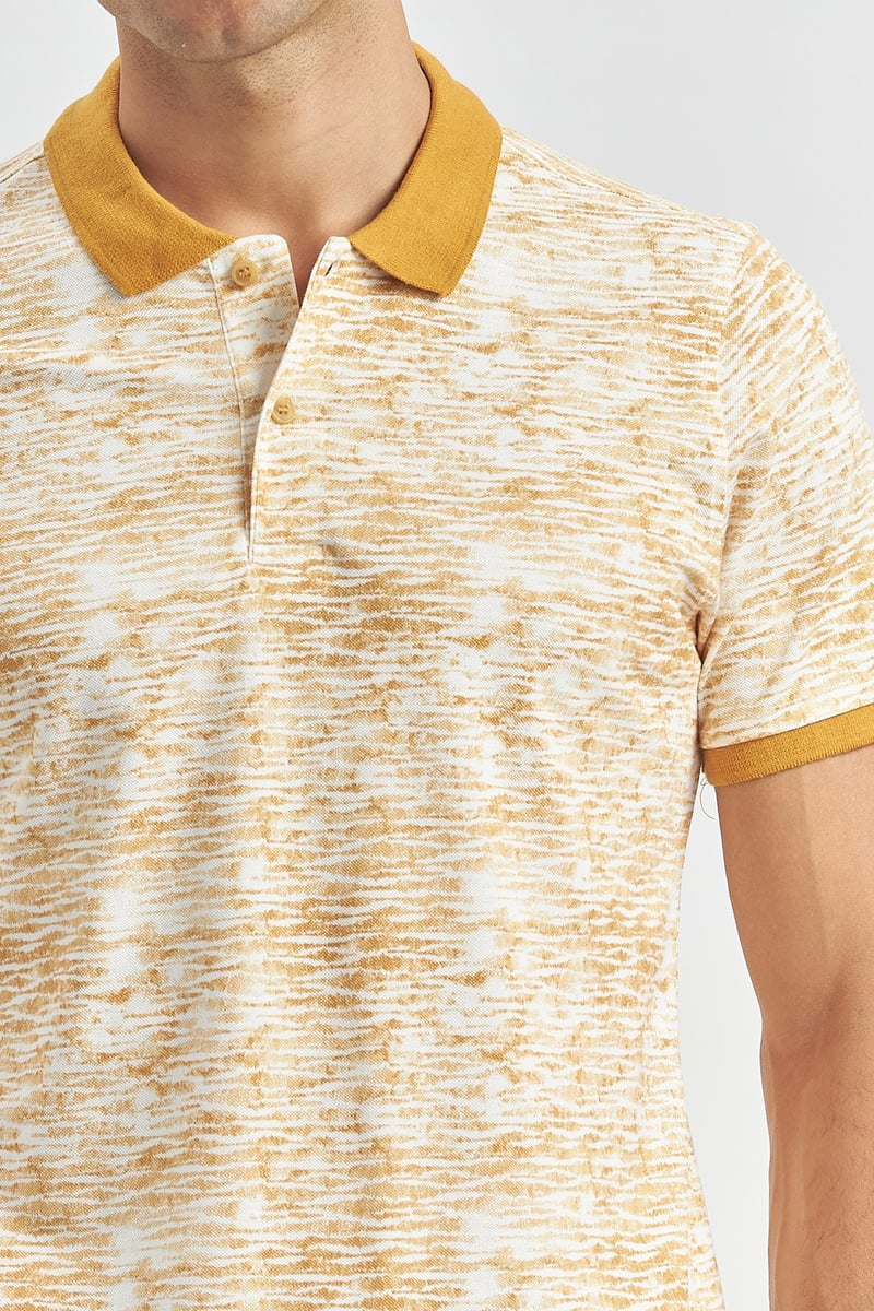 Slim-Fit Patterned Polo Shirt - Orange