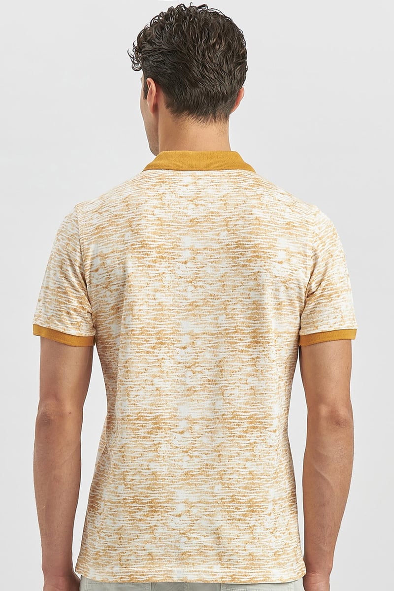 Slim-Fit Patterned Polo Shirt - Orange