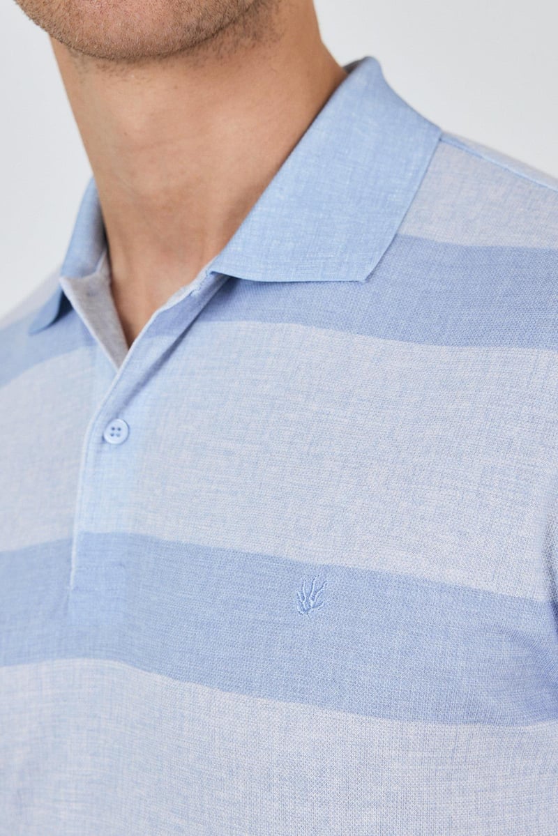 Slim-Fit Striped Polo Shirt - Blue