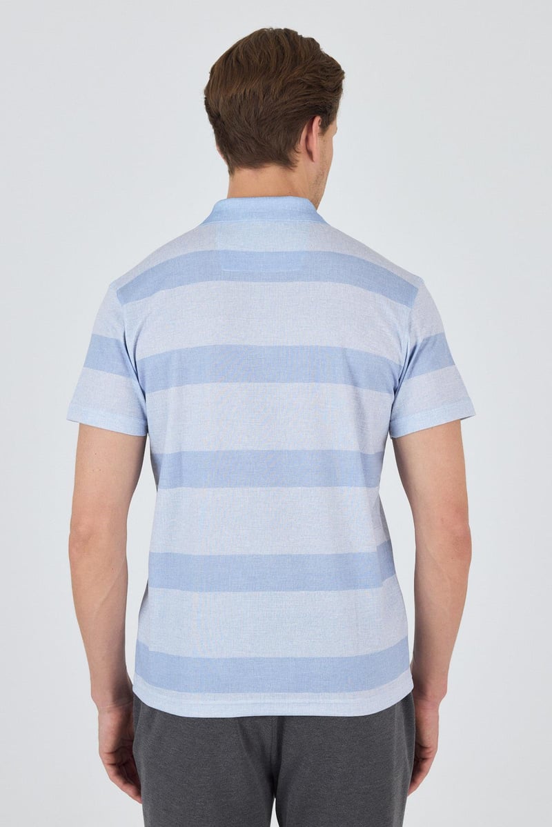 Slim-Fit Striped Polo Shirt - Blue