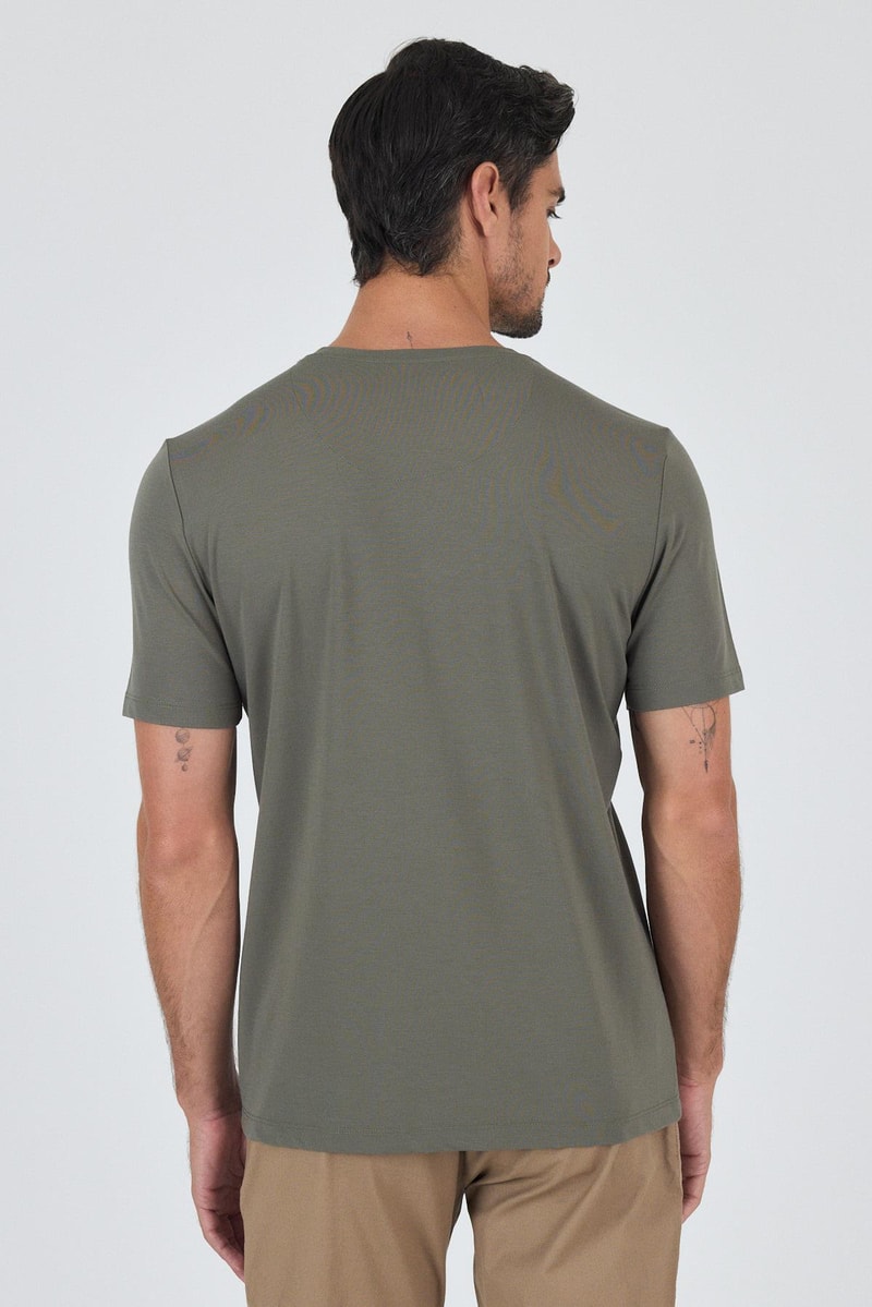 Khaki Slim-Fit Basic T-shirt