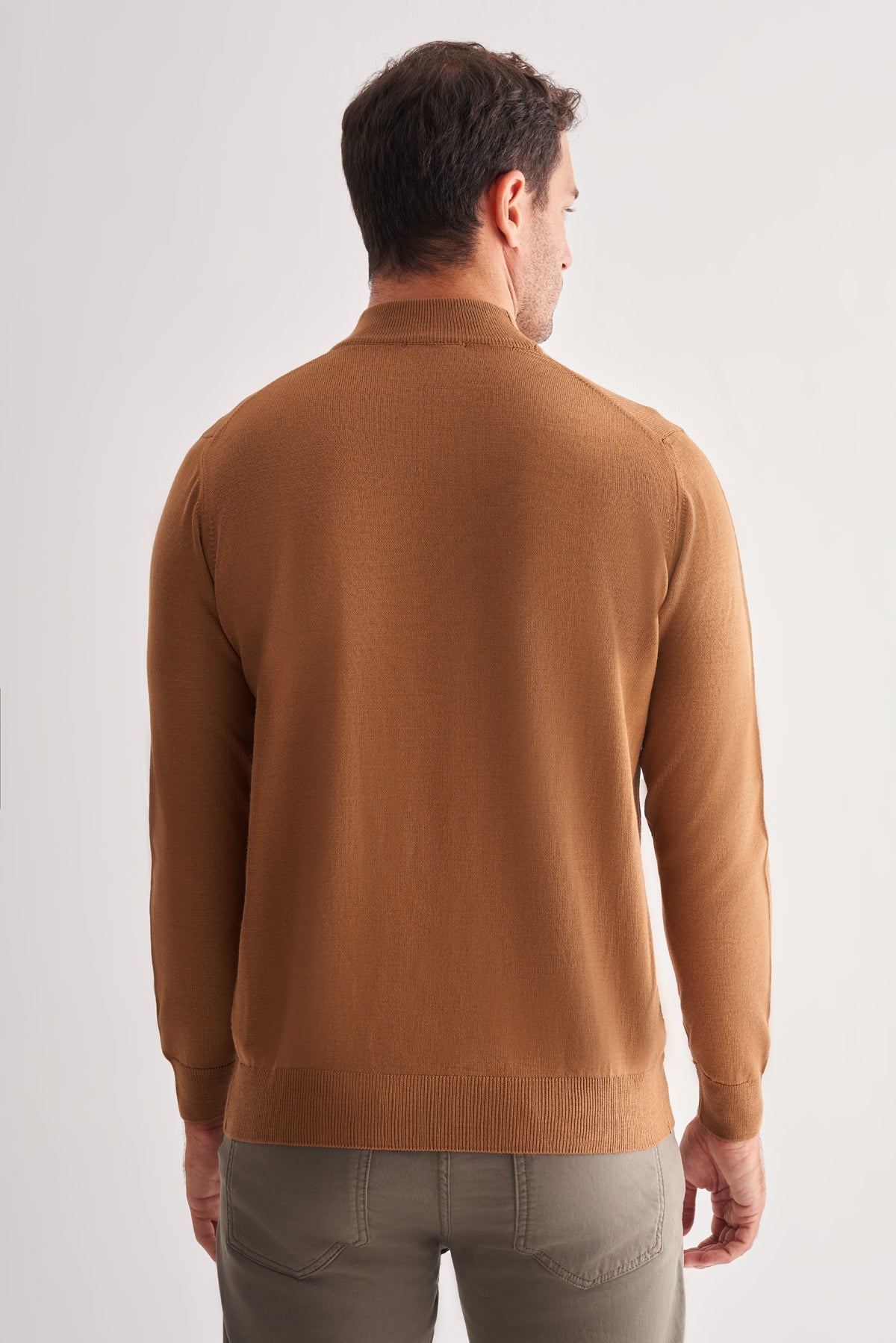 Comfort-Fit Half-Neck Jacquard Knitwear - Camel