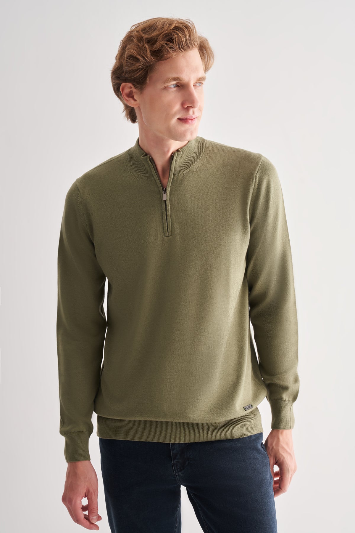 Comfort-Fit Quarter-Zip Knitwear - Mint Green