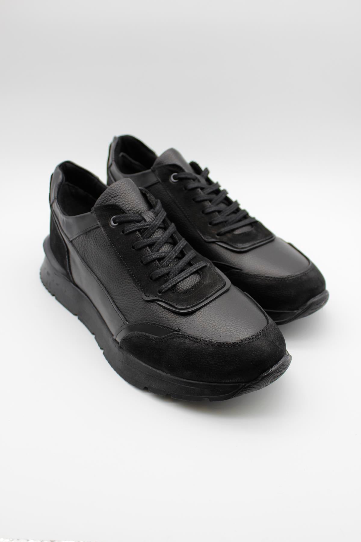 Black Trainer Leather Shoes