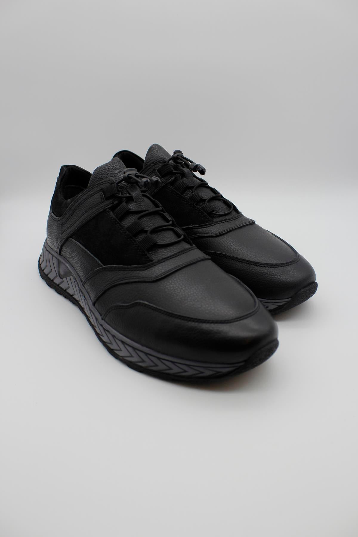 Black Trainer Leather Shoes