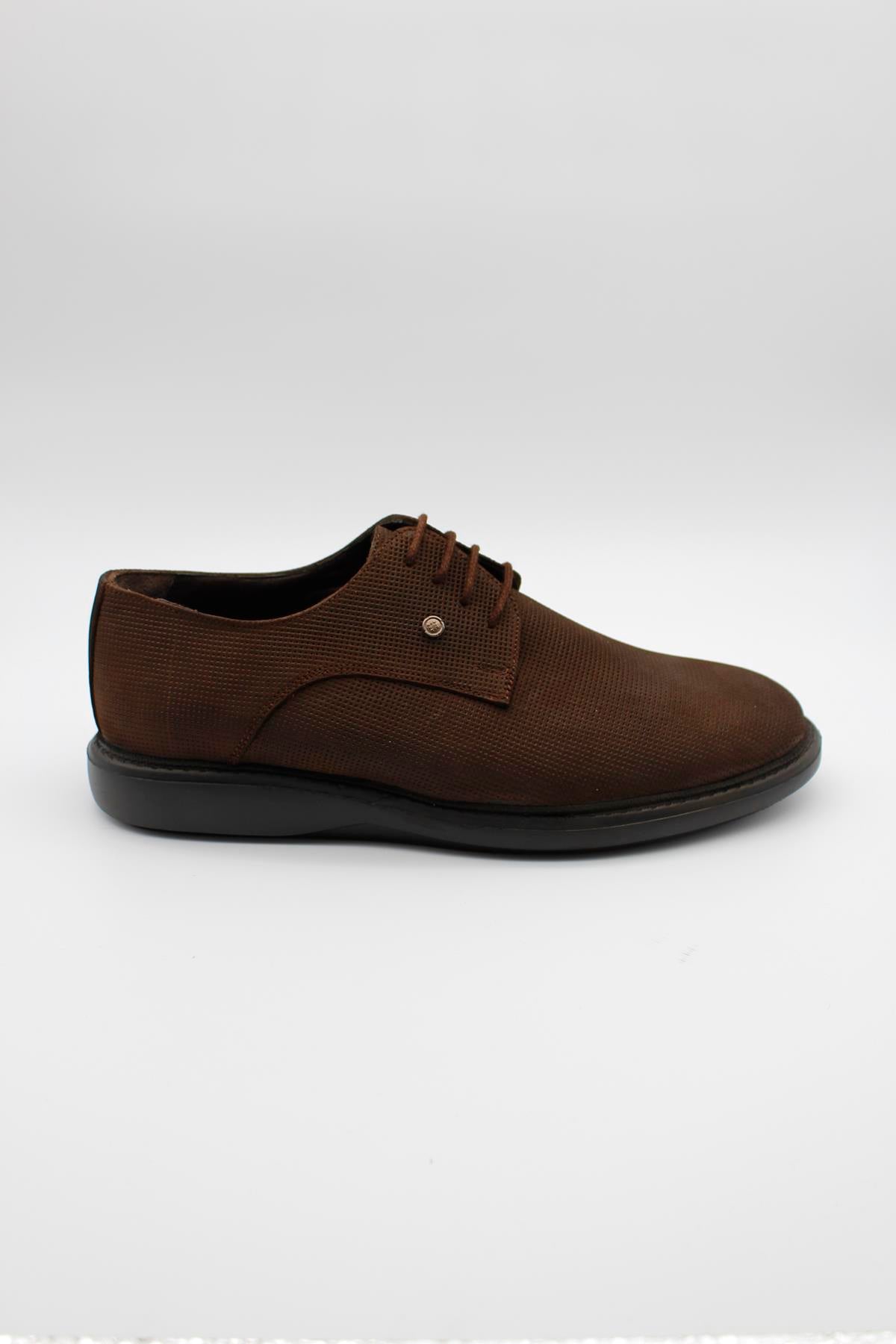 Brown Derby Textured Classic Shoes