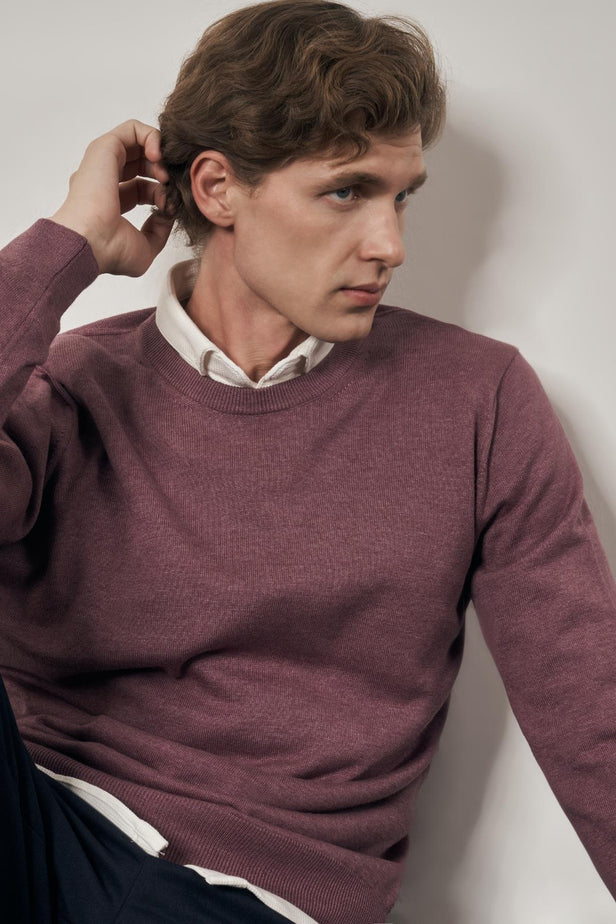 Comfort-Fit Round-Neck Knitwear - Purple