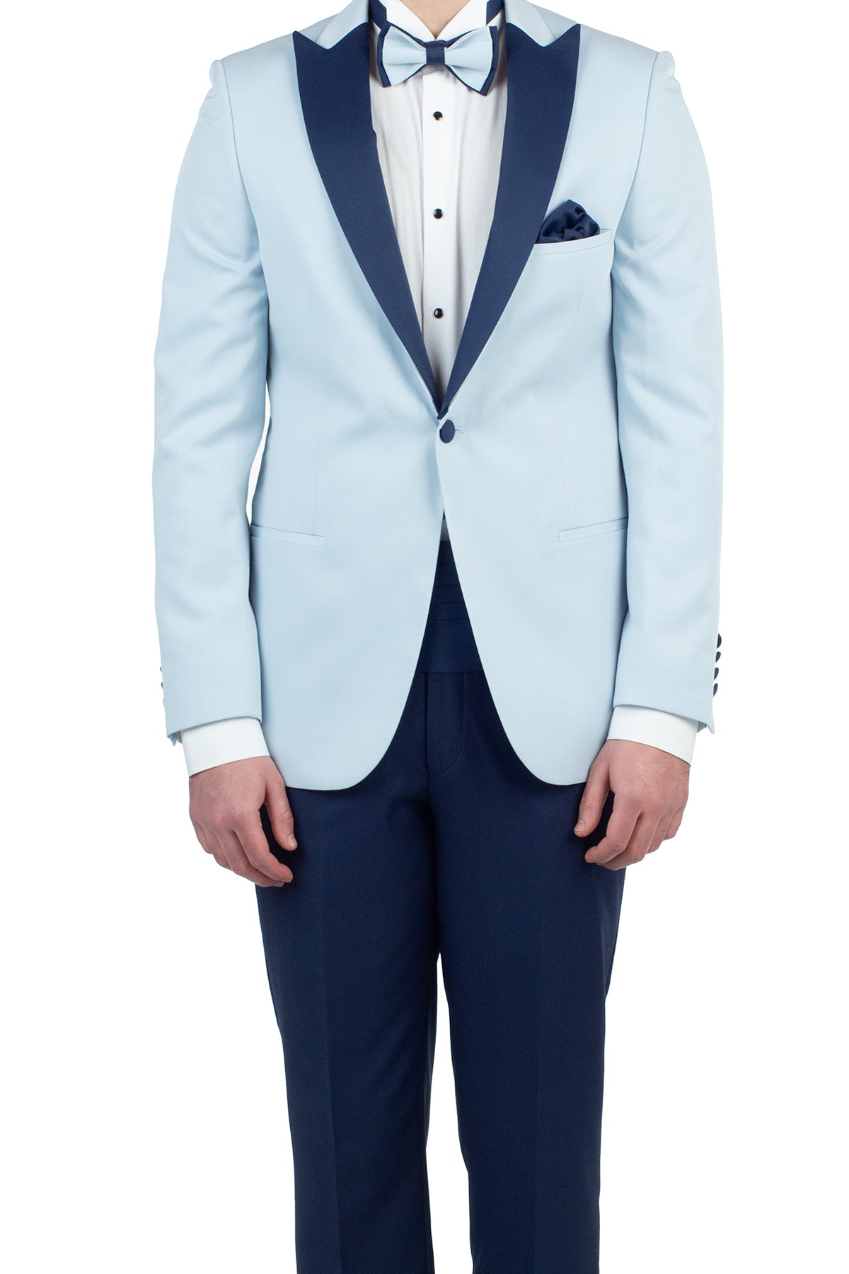 Slim-Fit Tuxedo Suit - Light Blue