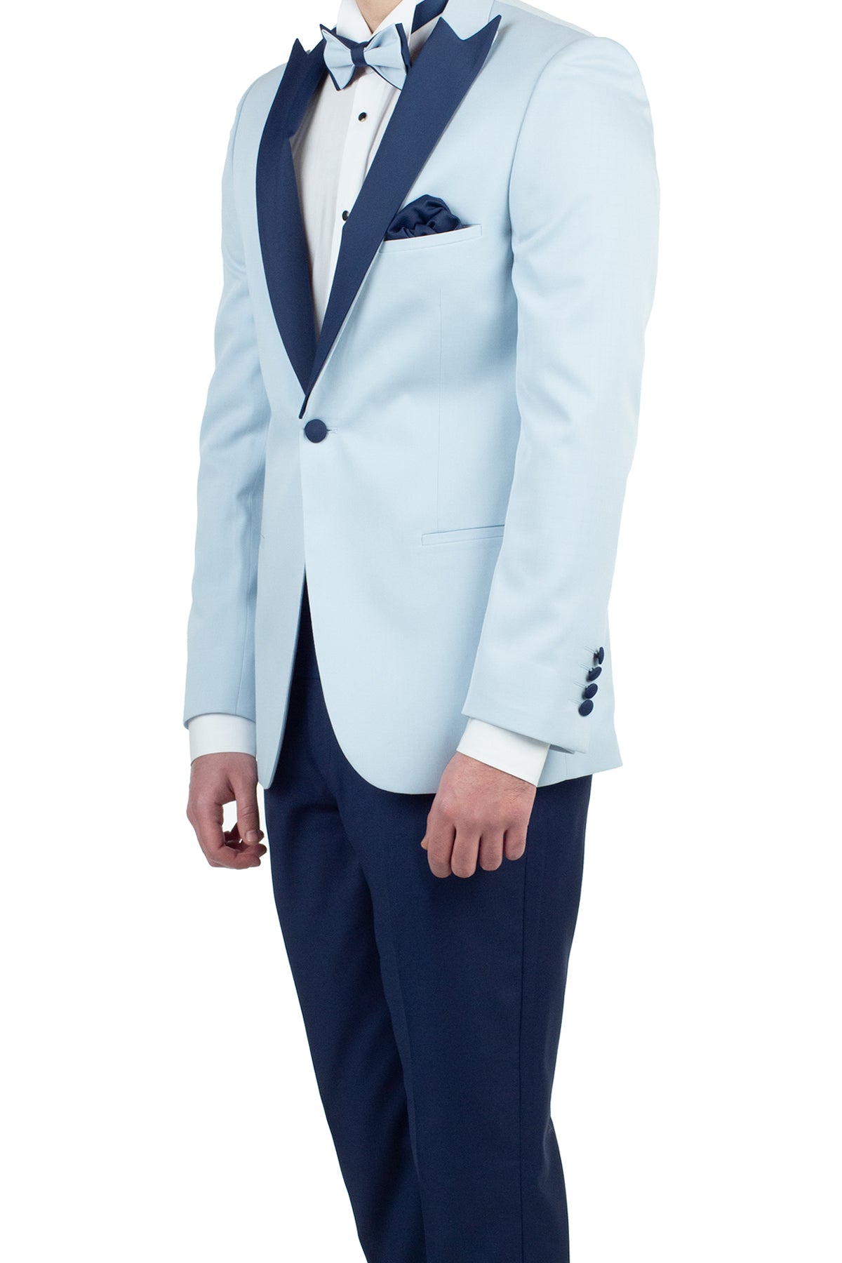 Slim-Fit Tuxedo Suit - Light Blue