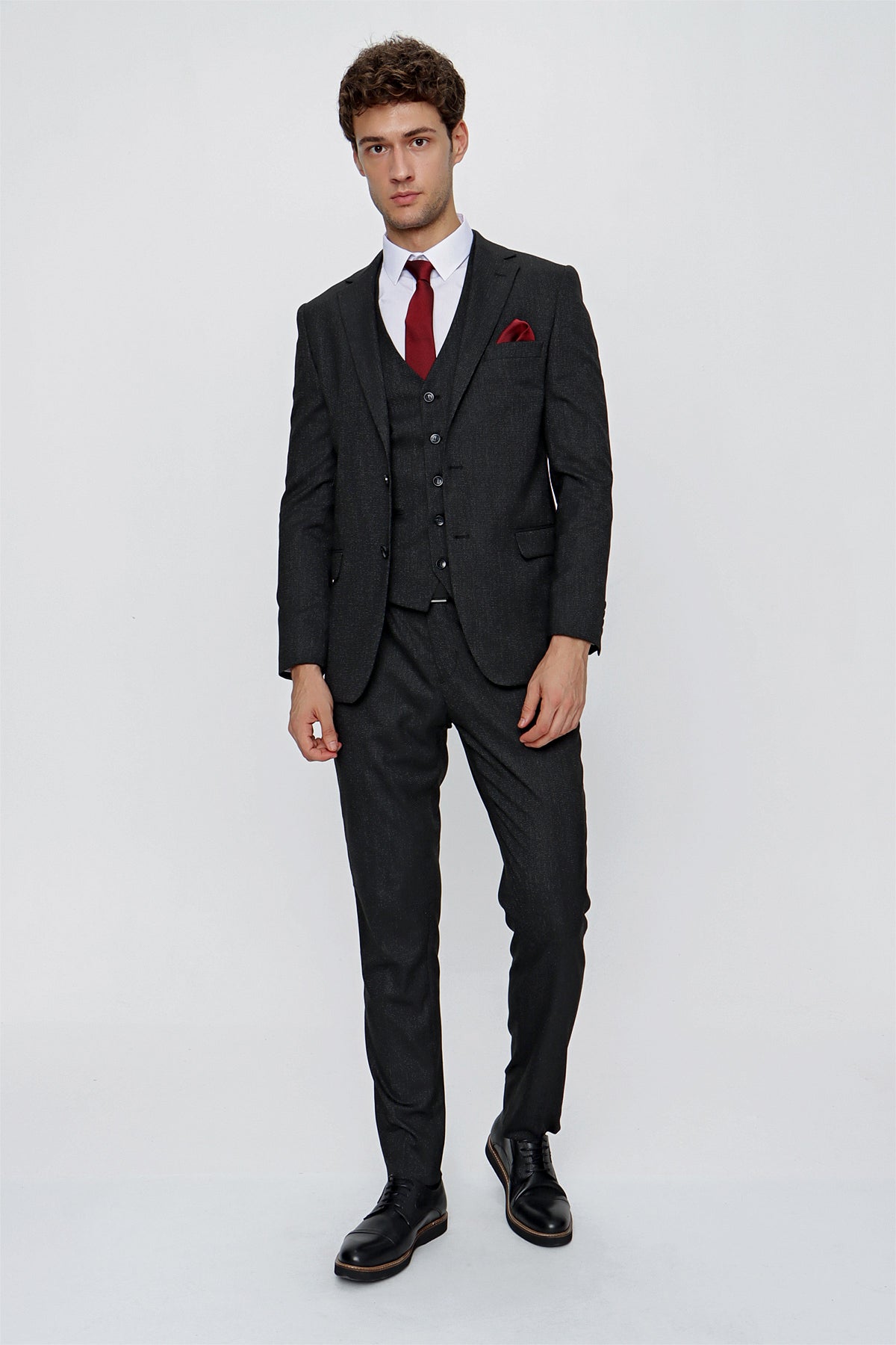 Slim-Fit Vest Suit - Black