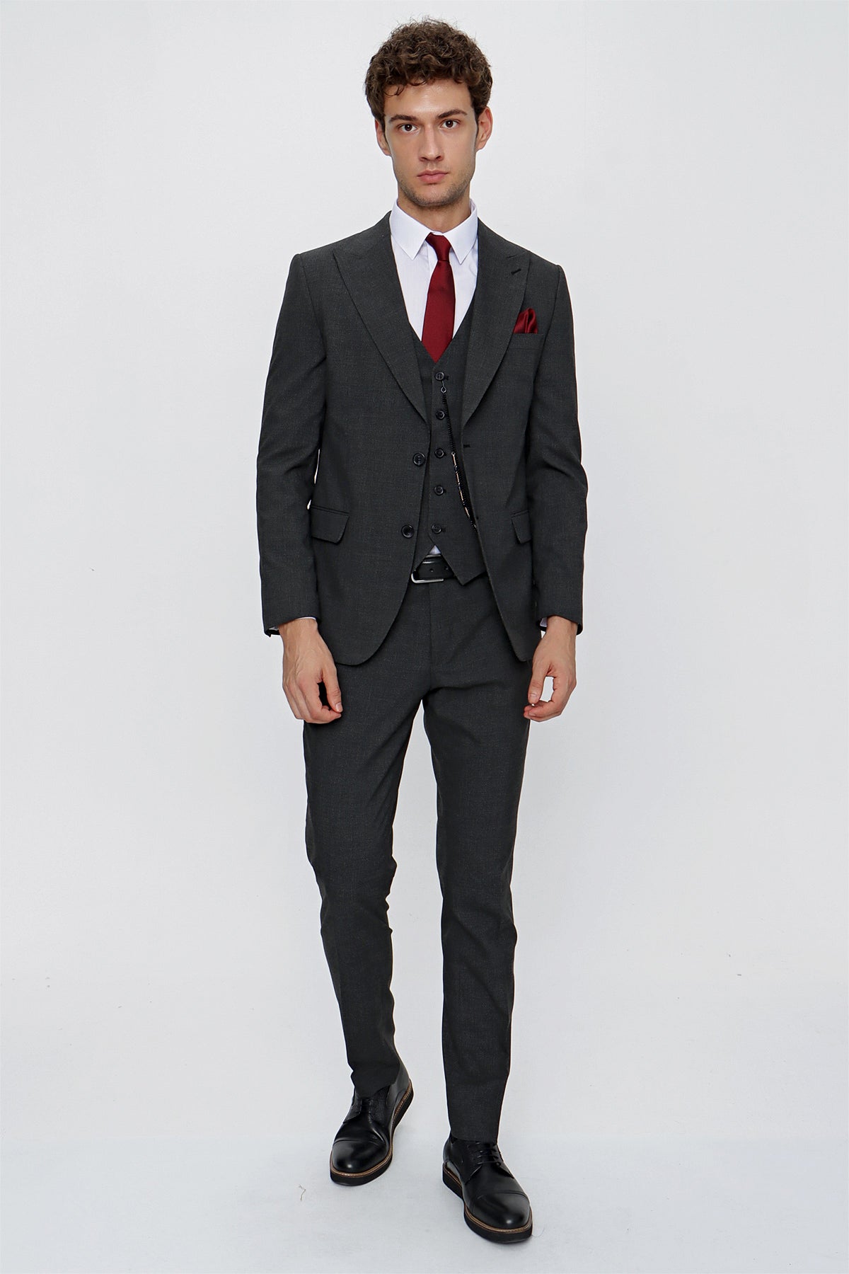 Slim-Fit Vest Suit - Dark Grey