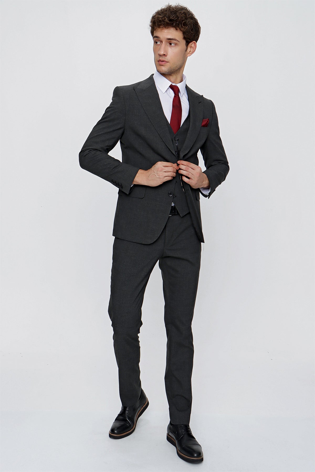 Slim-Fit Vest Suit - Dark Grey