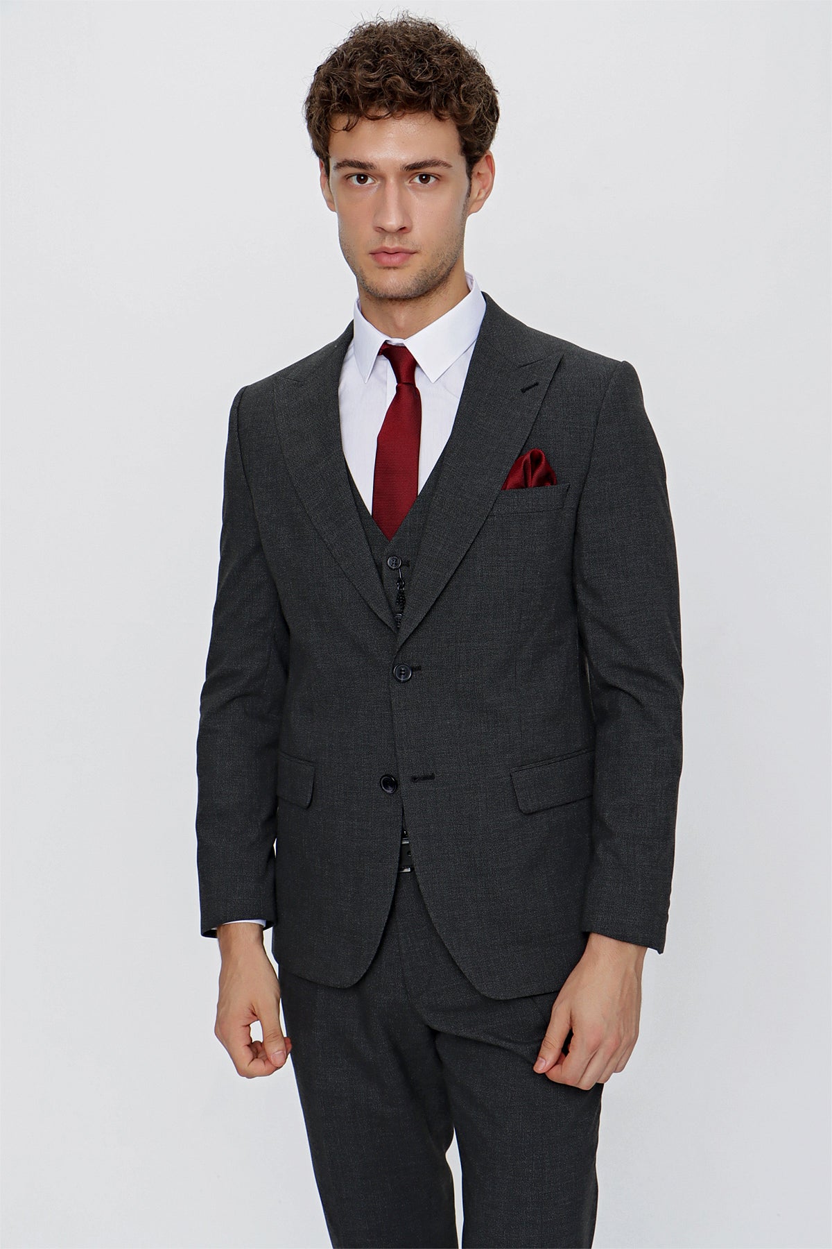 Slim-Fit Vest Suit - Dark Grey