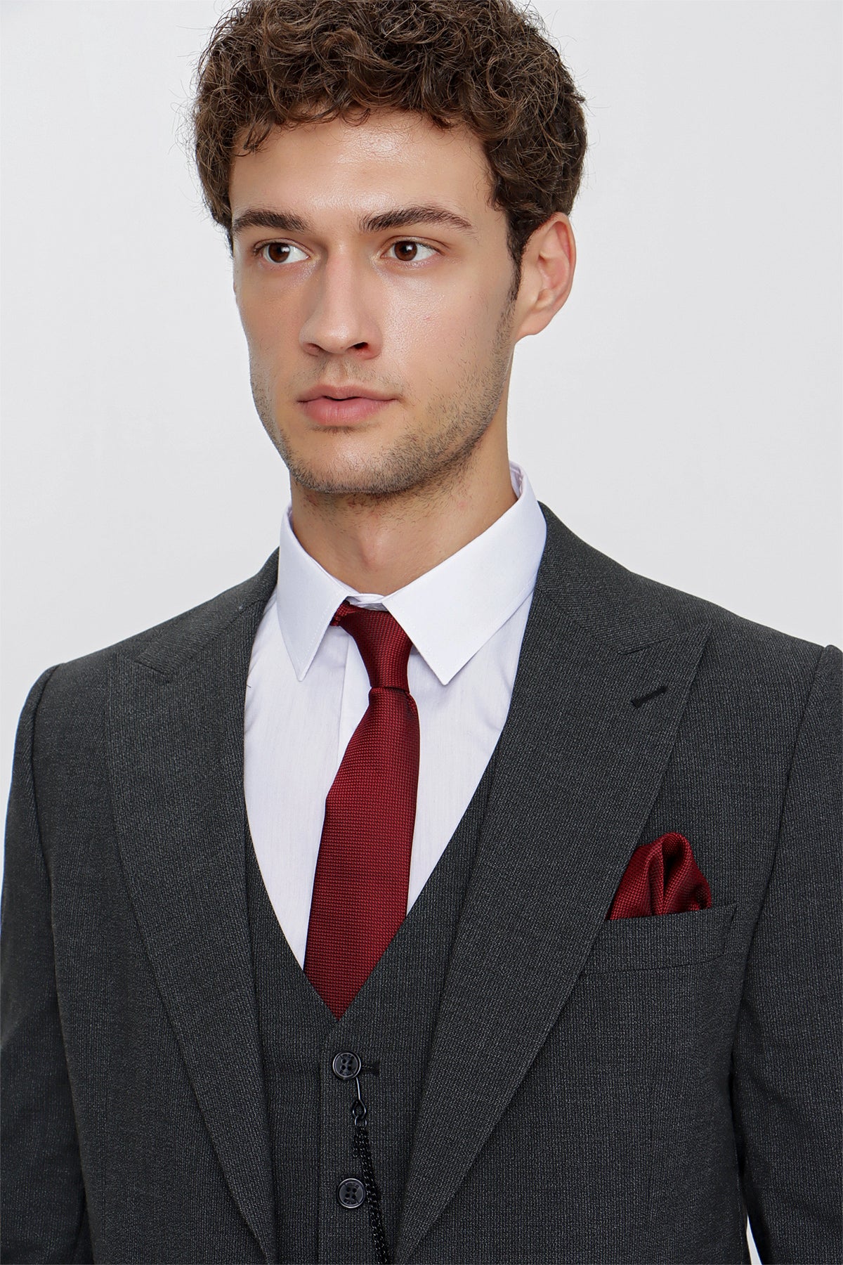 Slim-Fit Vest Suit - Dark Grey