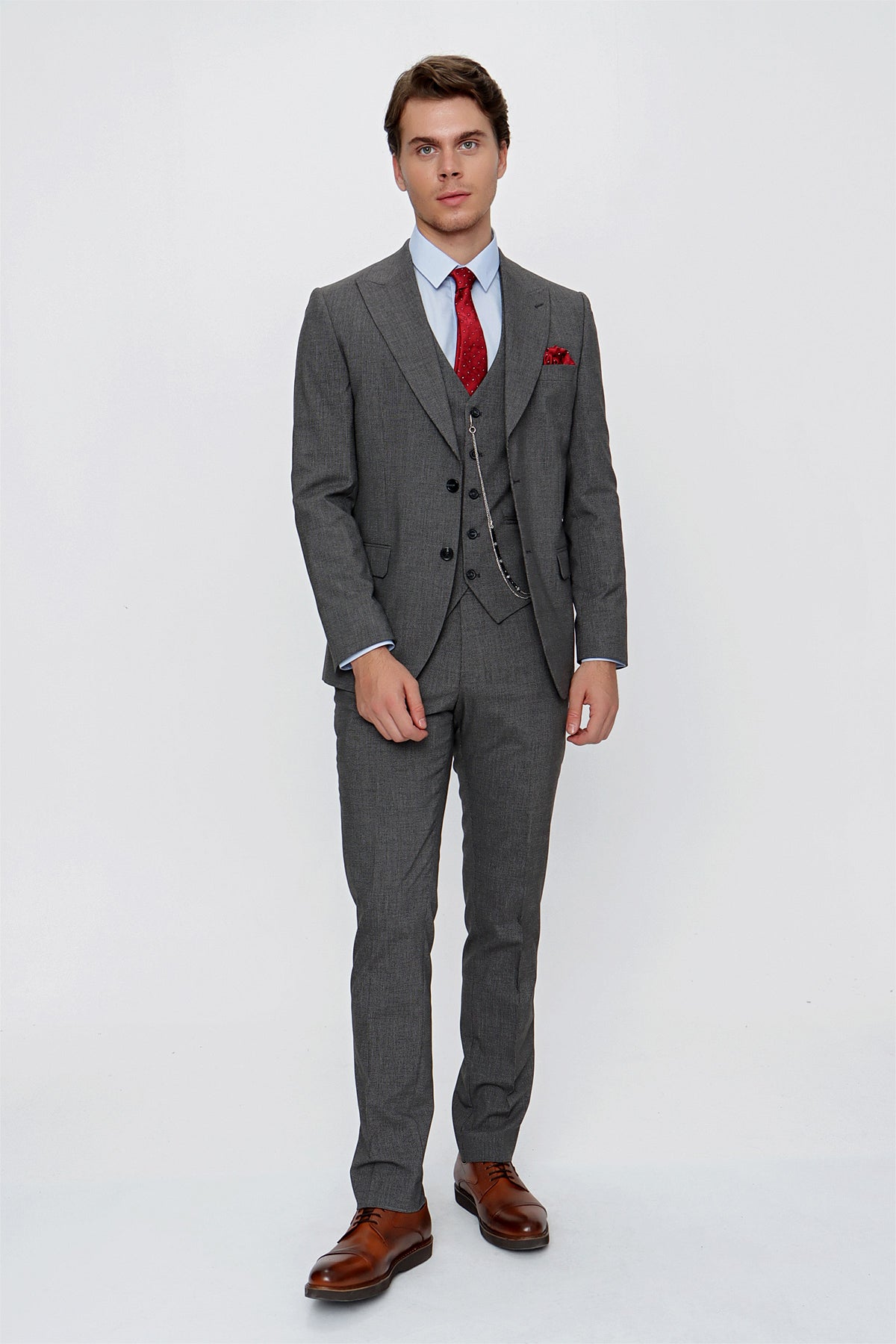 Slim-Fit Vest Suit - Grey