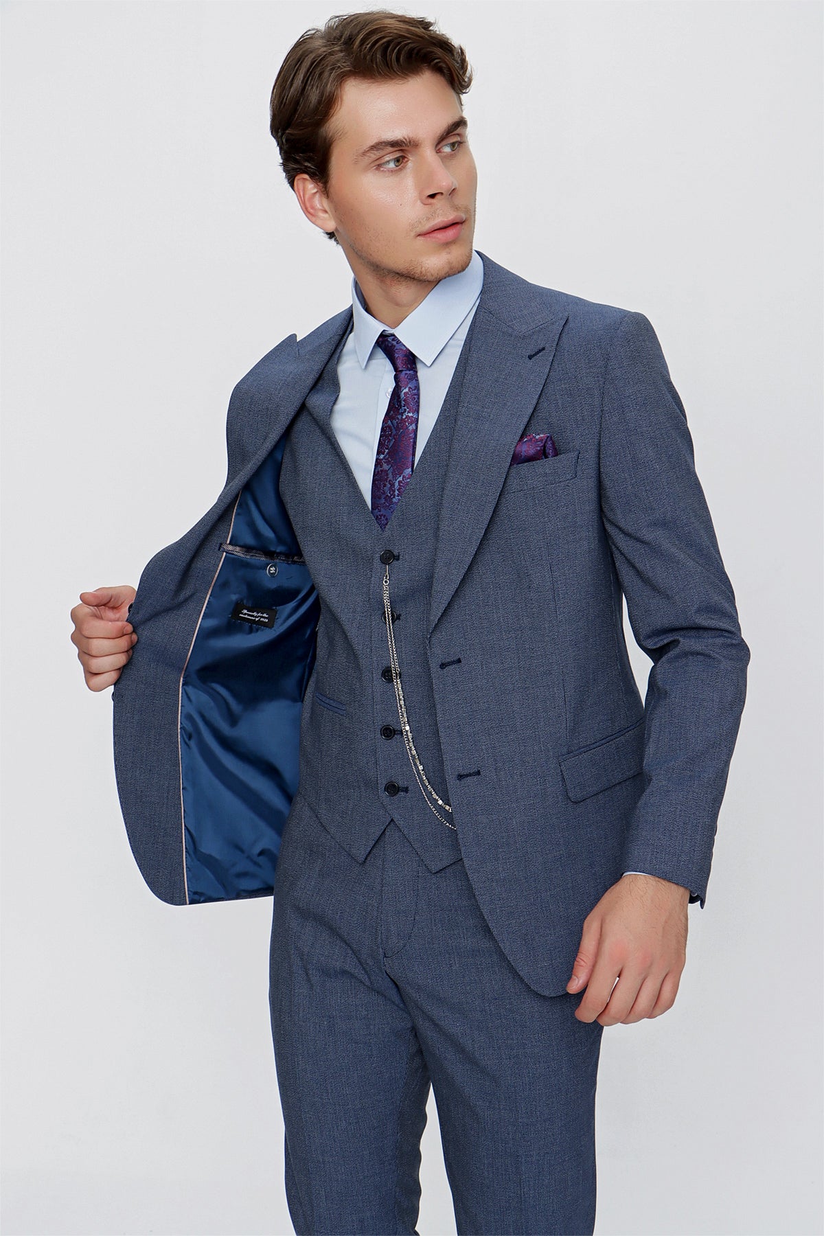 Slim-Fit Vest Suit - Indigo Blue