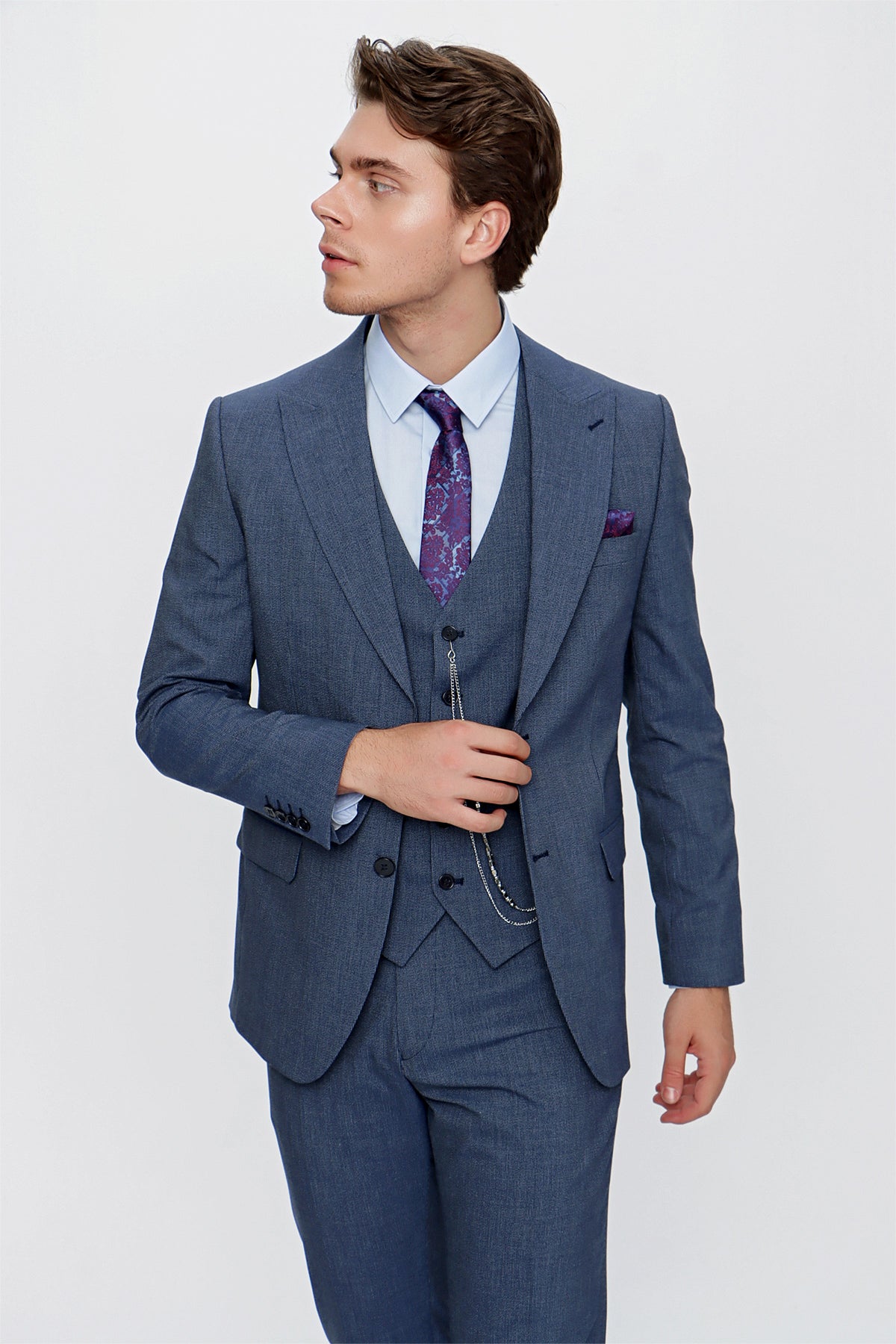 Slim-Fit Vest Suit - Indigo Blue