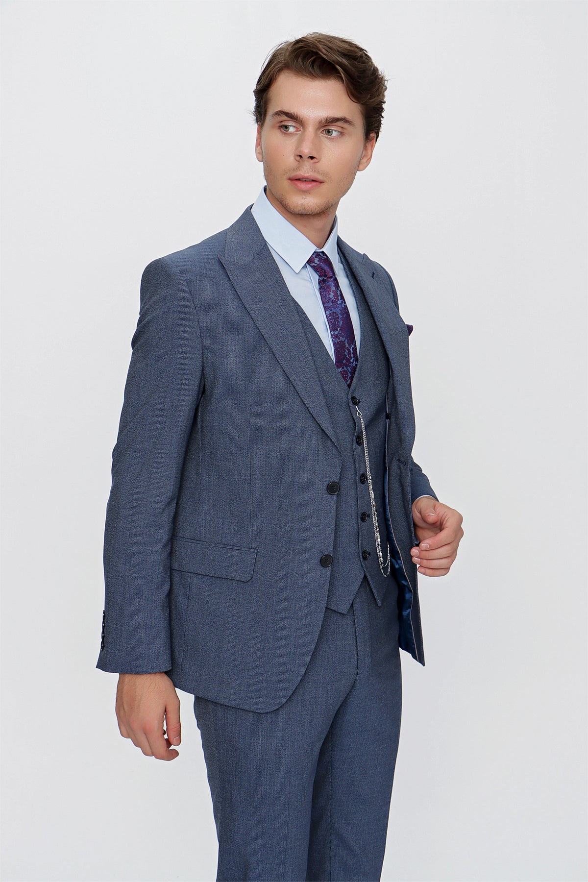 Slim-Fit Vest Suit - Indigo Blue