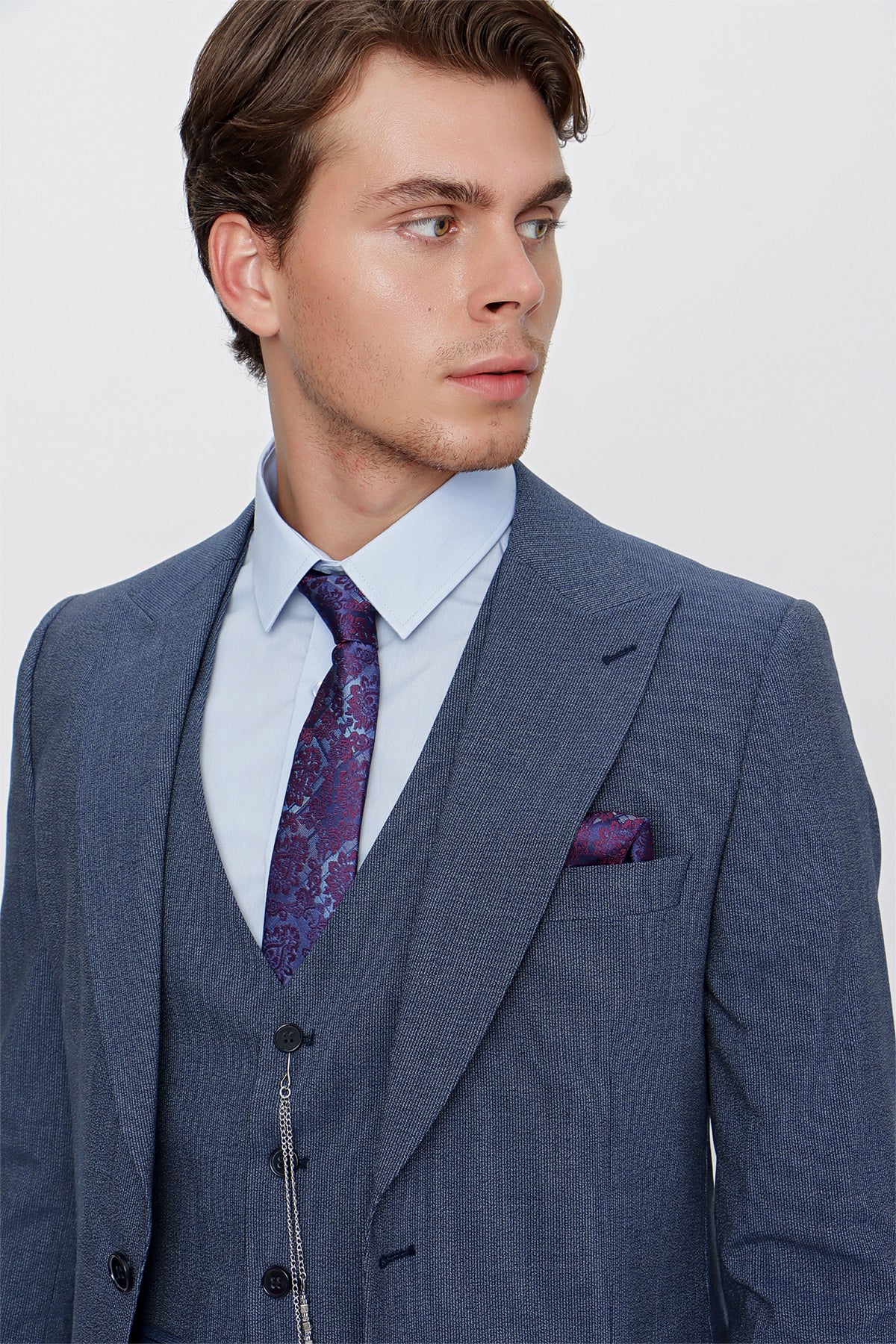 Slim-Fit Vest Suit - Indigo Blue