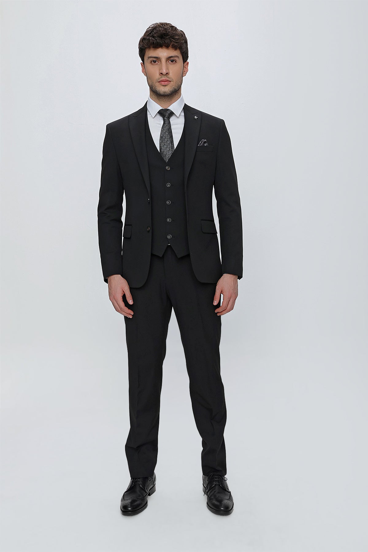 Slim-Fit Vest Suit - Black