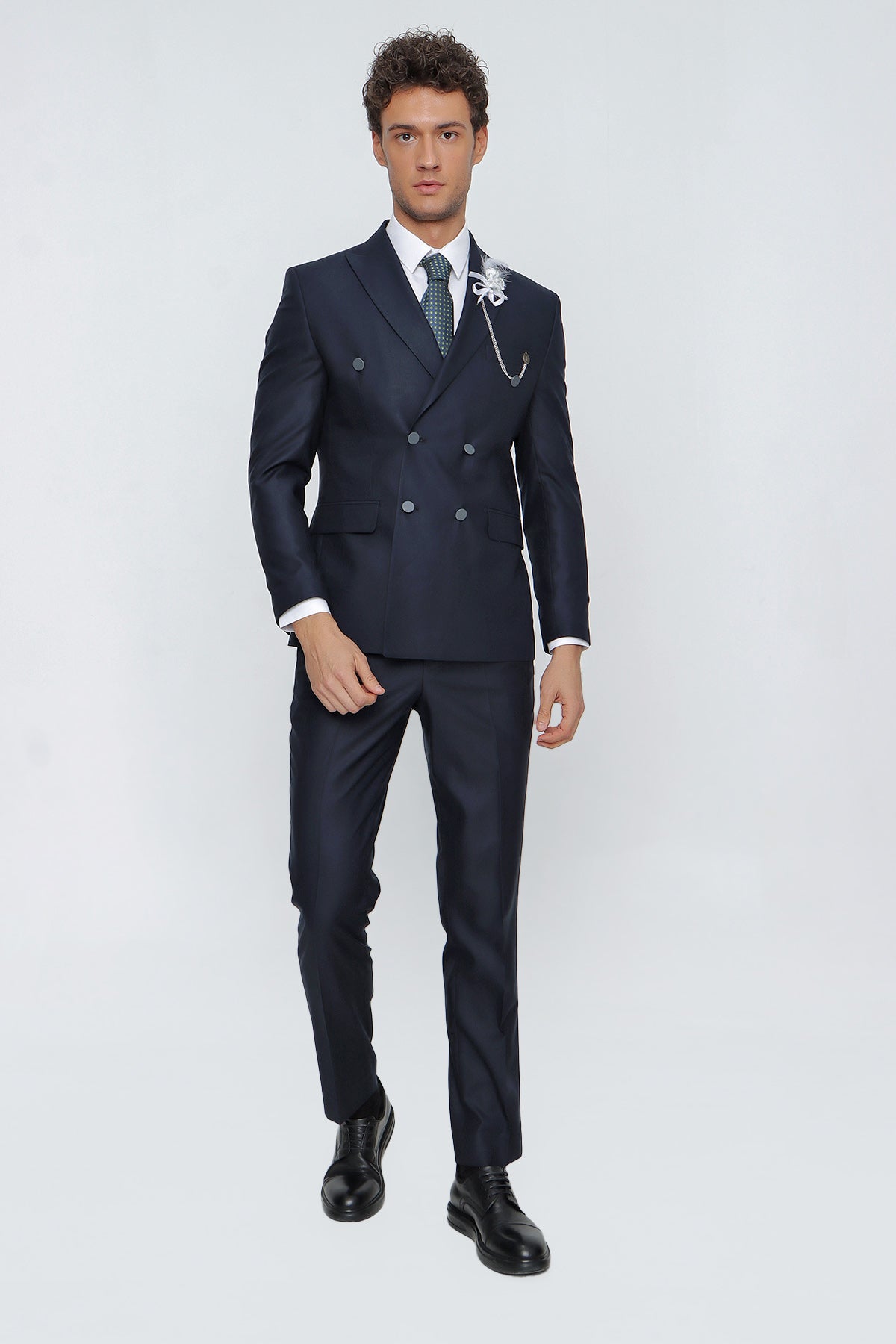 Slim-Fit Double Breasted Suit - Navy