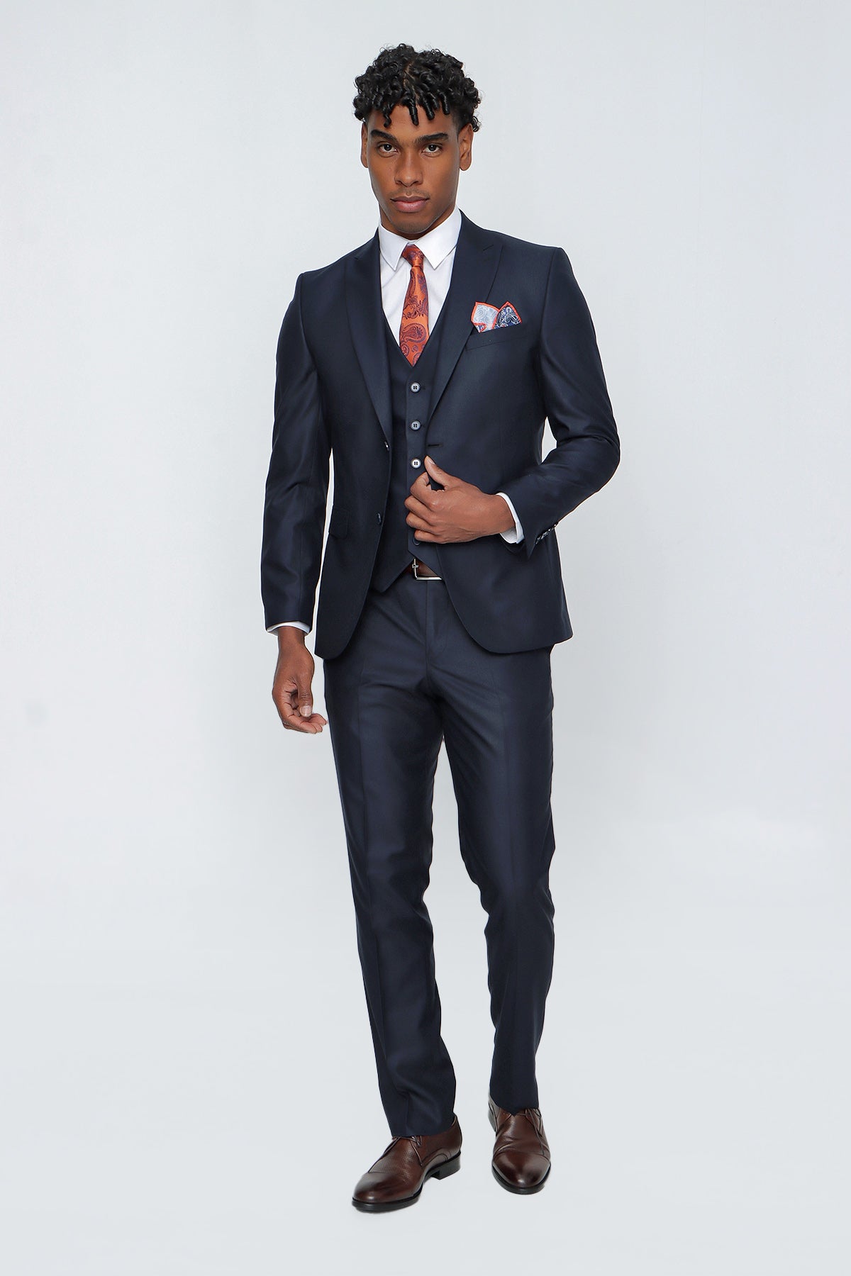 Slim-Fit Vest Suit - Navy