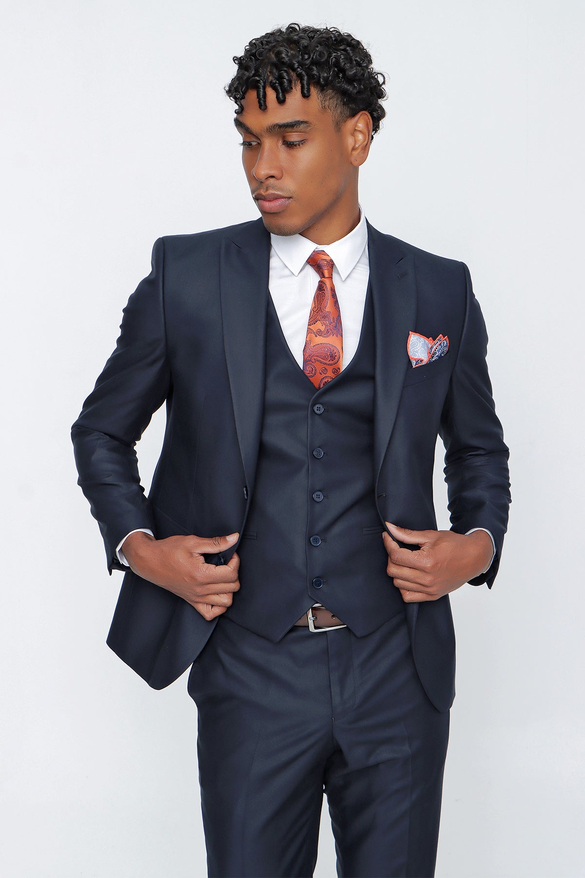 Slim-Fit Vest Suit - Navy